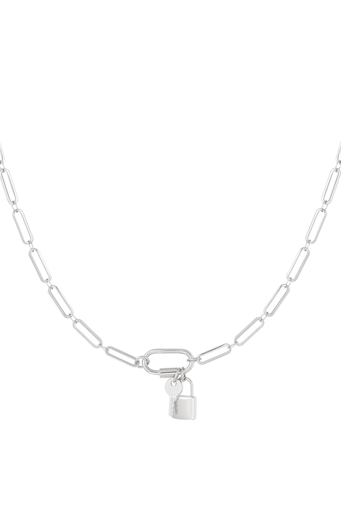 Chain links with lock and key - silver 
