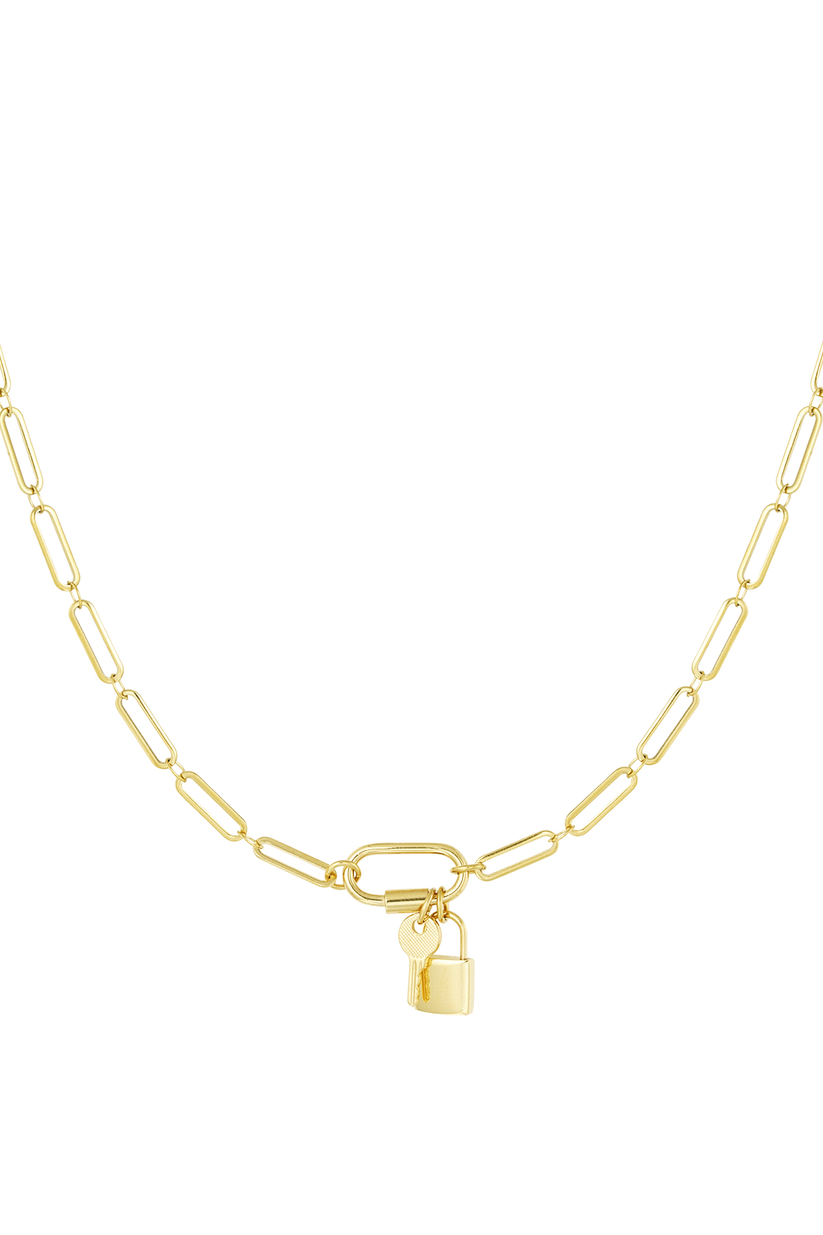 Chain links with lock and key - gold h5 