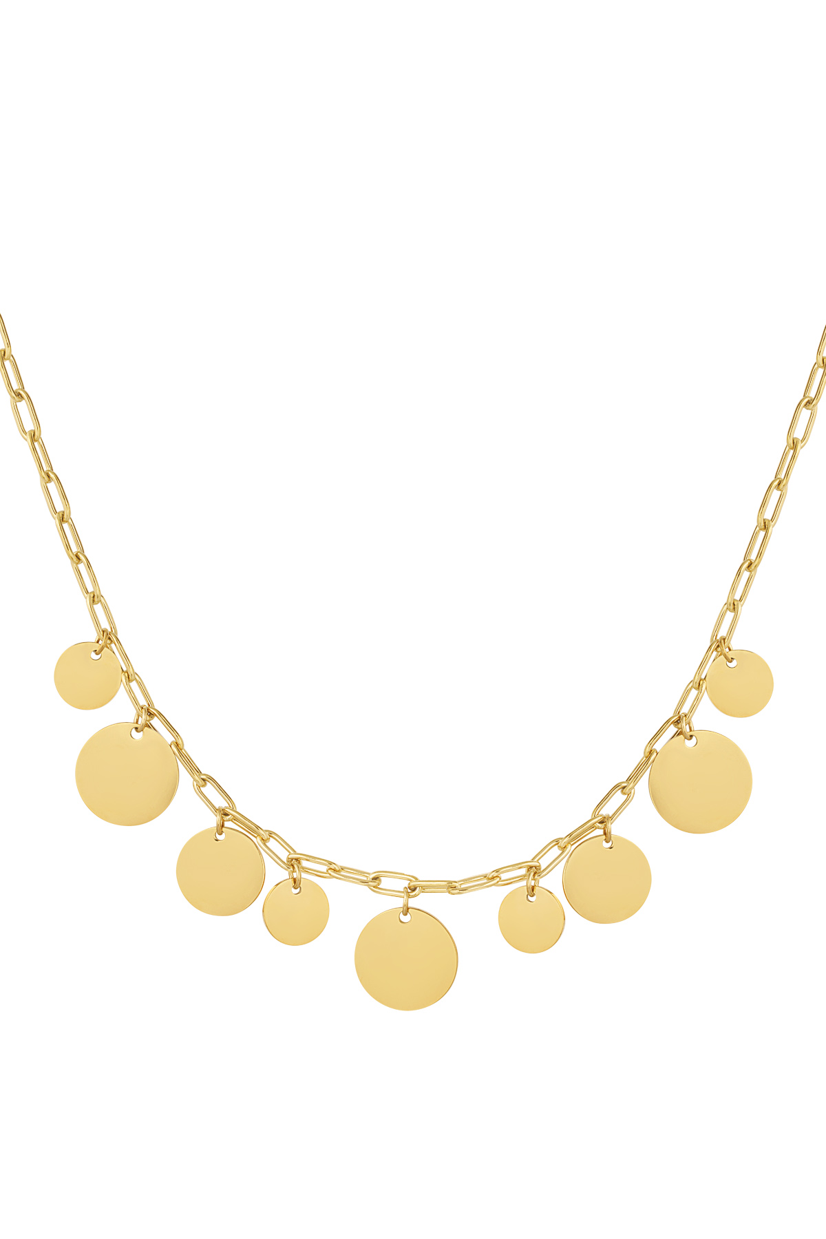 Link chain with circles - gold