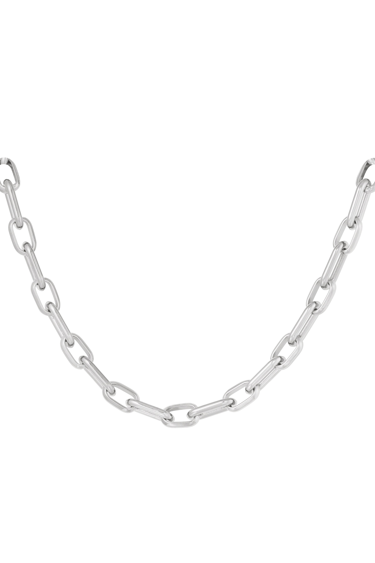 Necklace elongated links with charms - Silver Color color 2