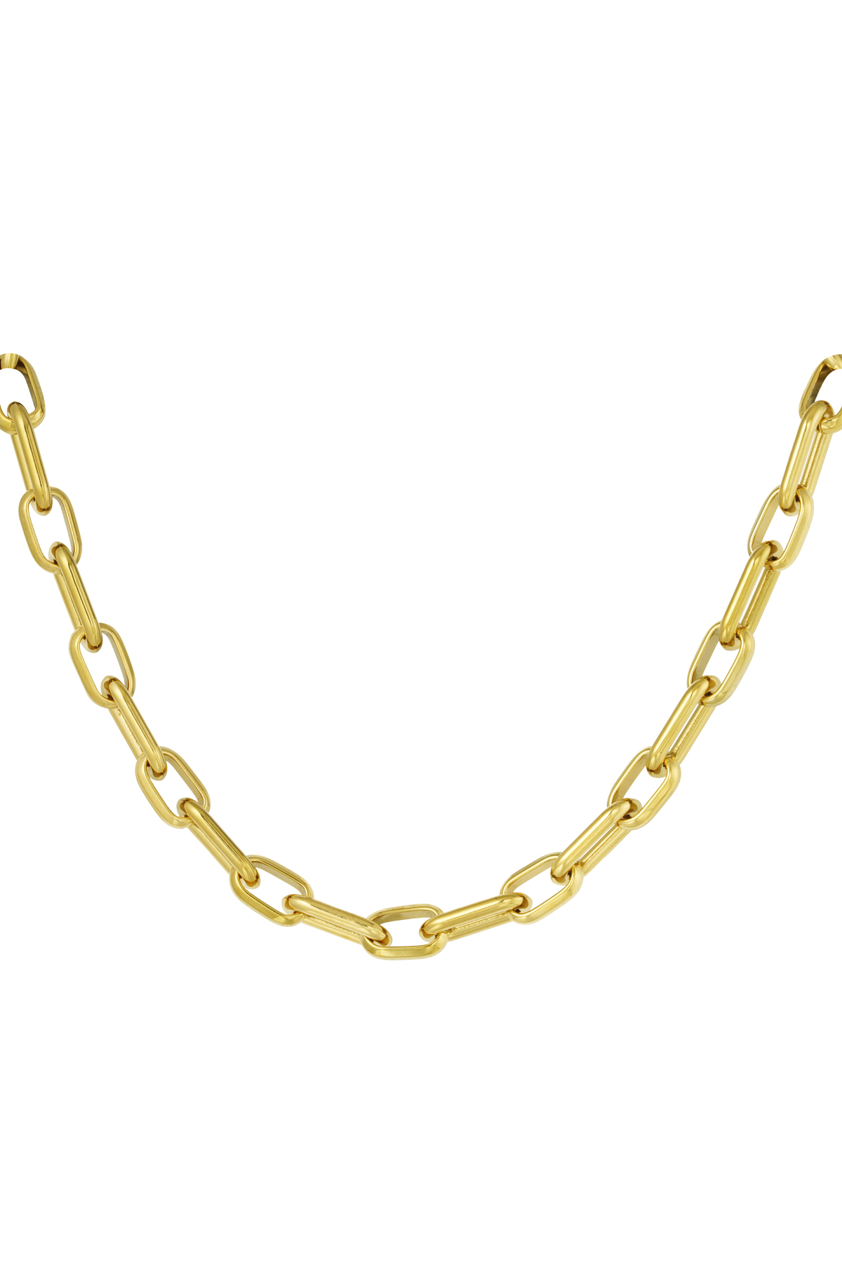 Necklace elongated links with charms - gold