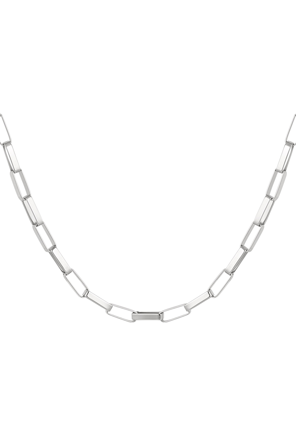 Link chain elongated links - silver