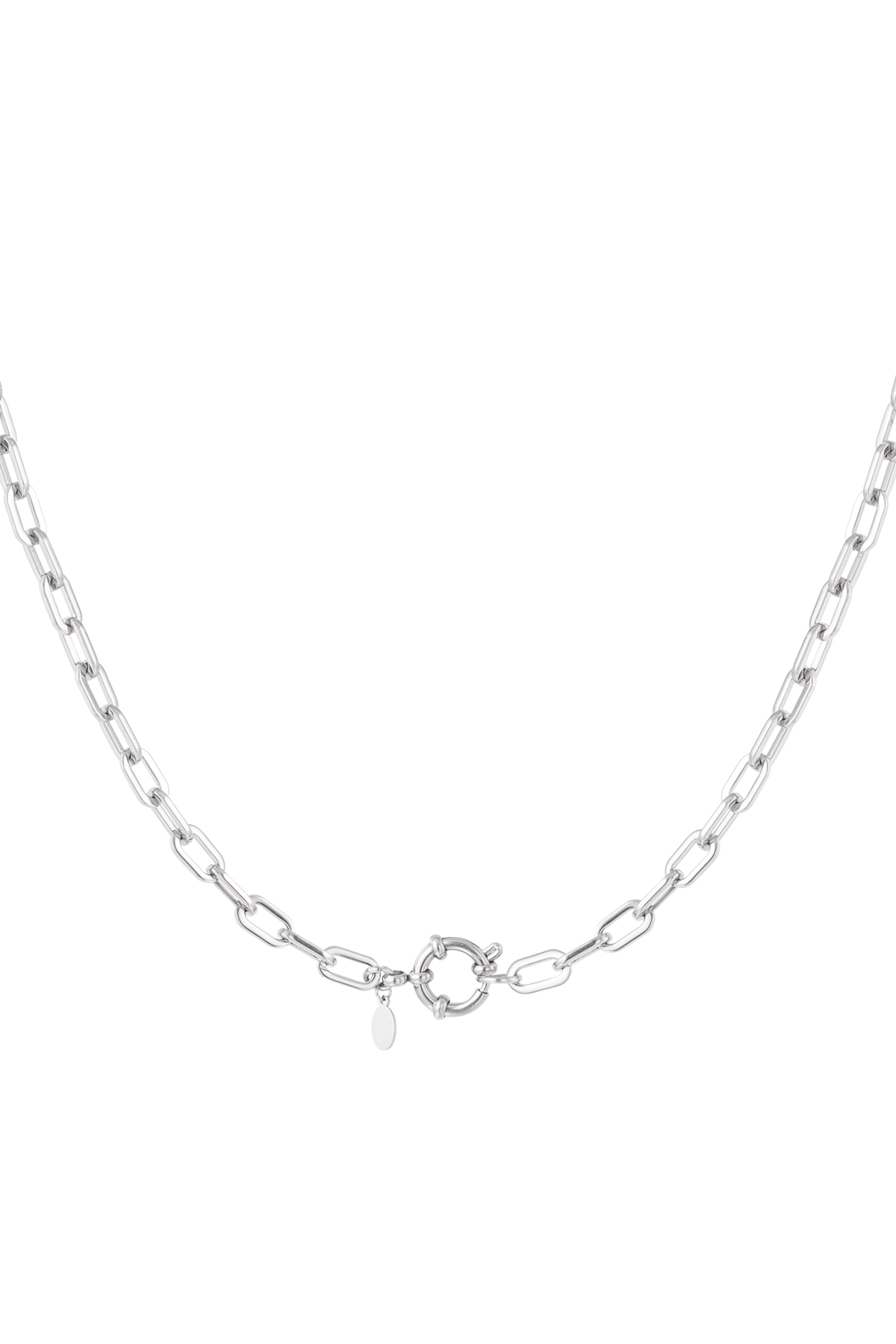 Halskette mit einfachen Gliedern und rundem Verschluss – Silber h5 