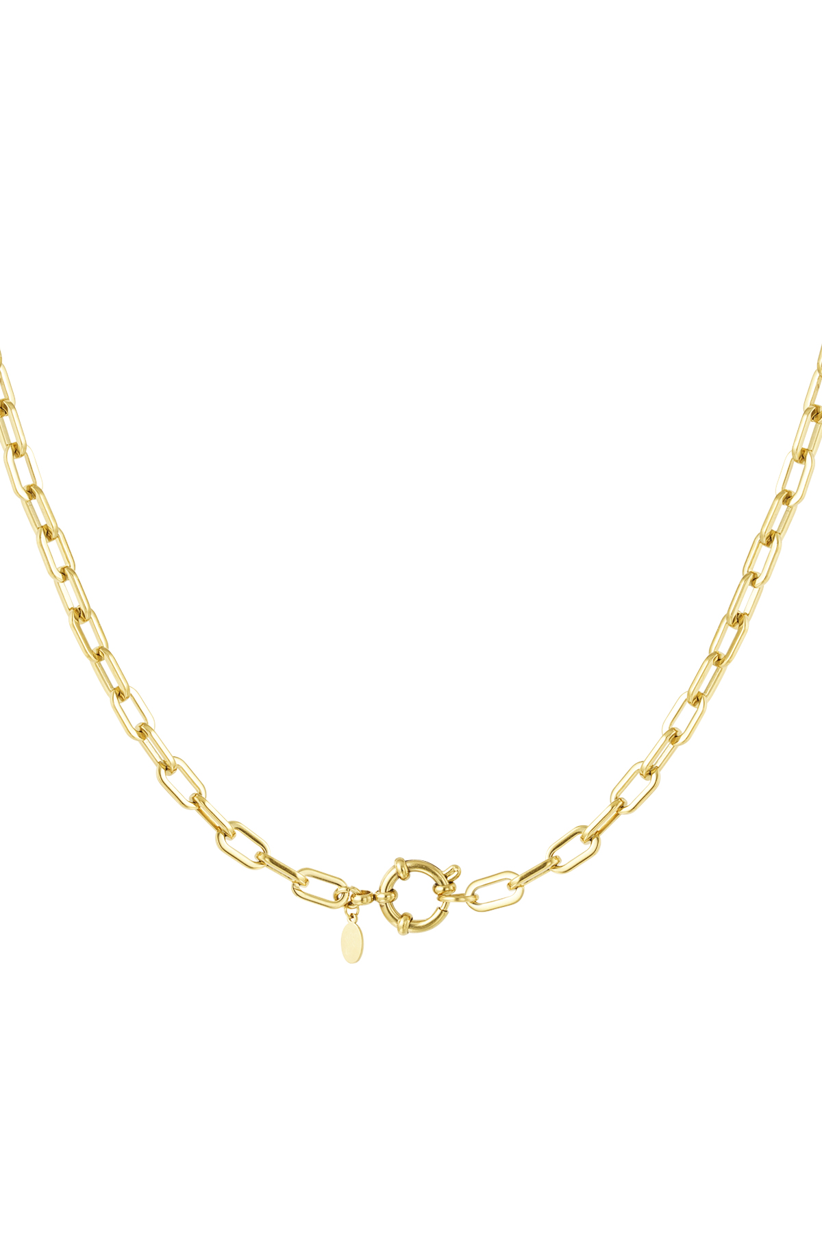 Halskette mit einfachen Gliedern und rundem Verschluss – Gold