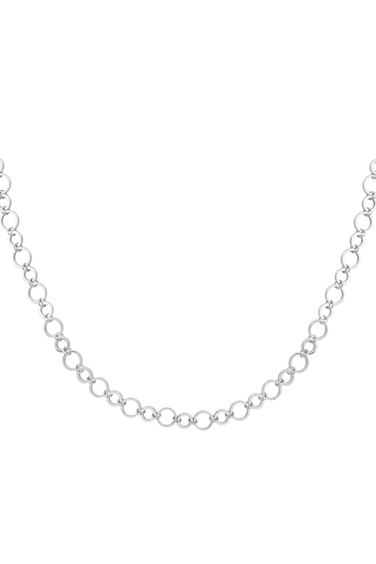 Necklace small and large round links - silver