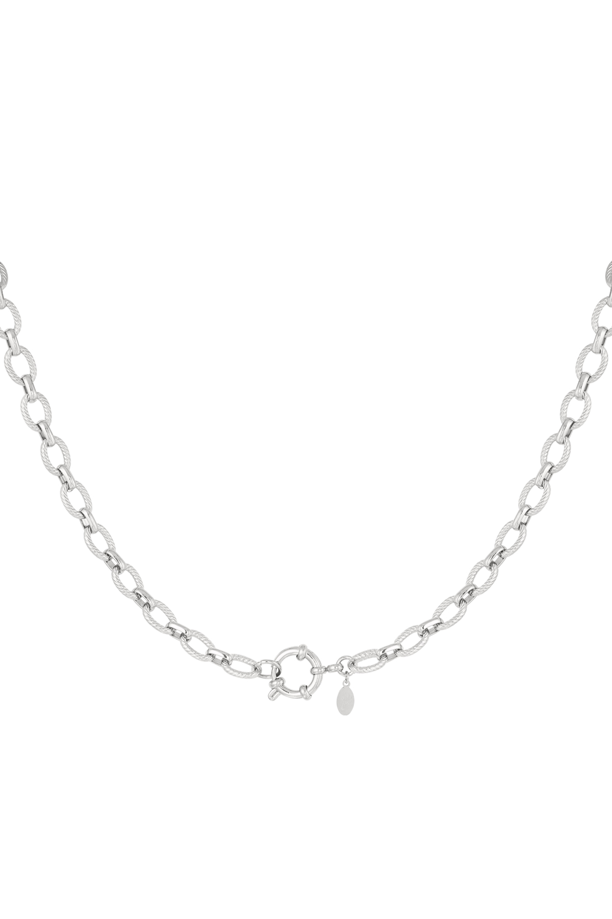 Necklace round links - silver h5 