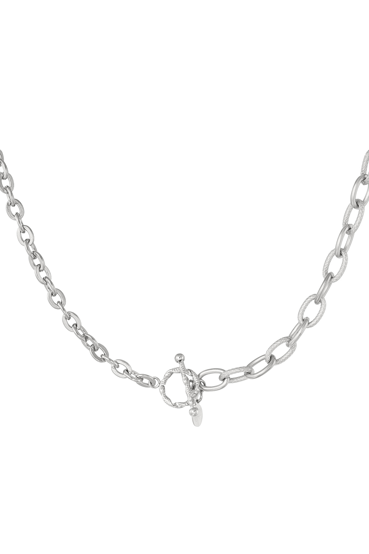 Link chain 2 sizes with round closure - silver