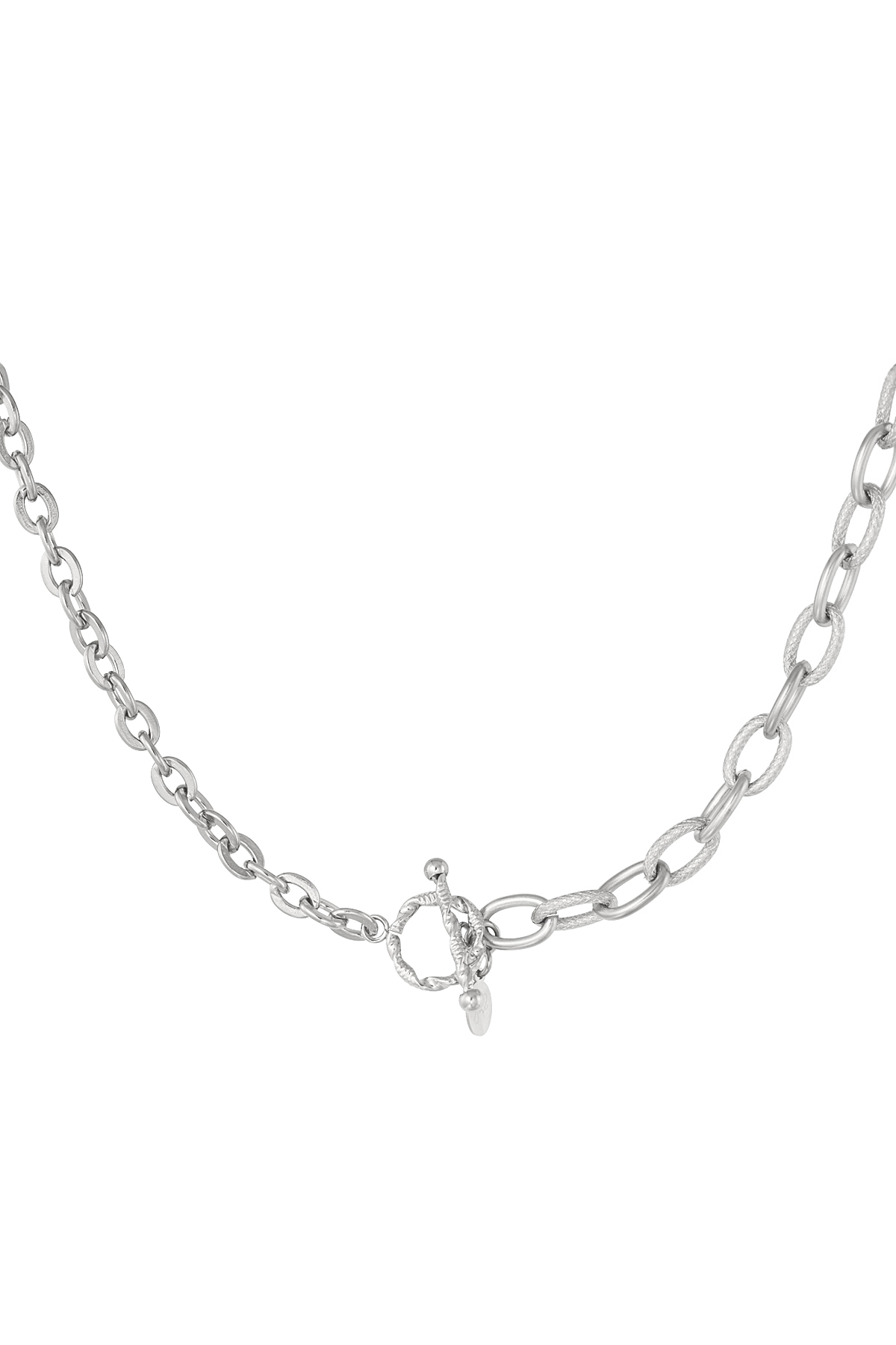 Link chain 2 sizes with round closure - Silver Color color