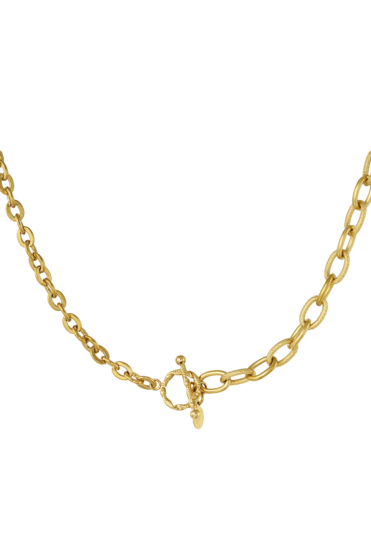 Link chain 2 sizes with round closure - gold