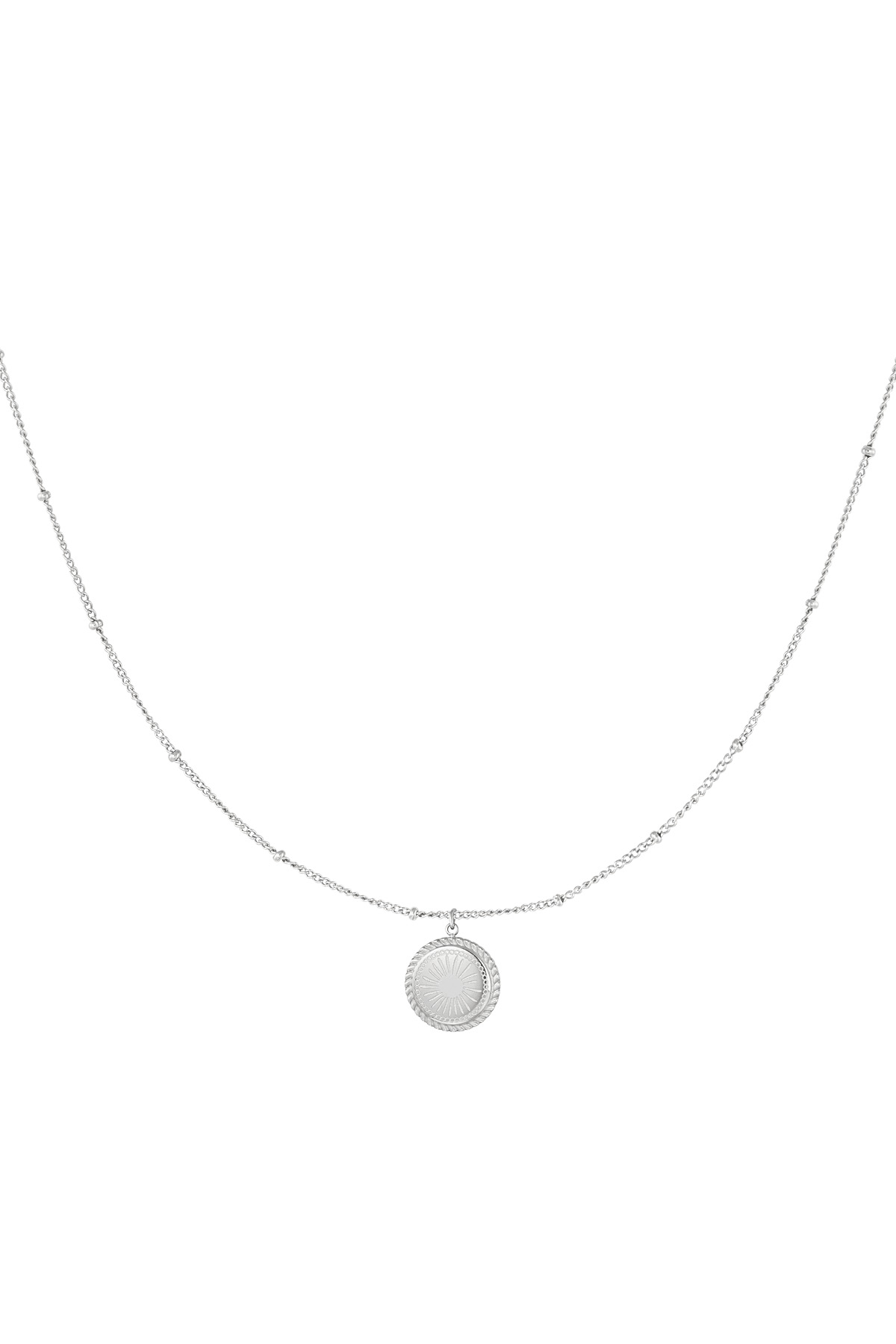 Ketting dubbele ronde coin - zilver h5 