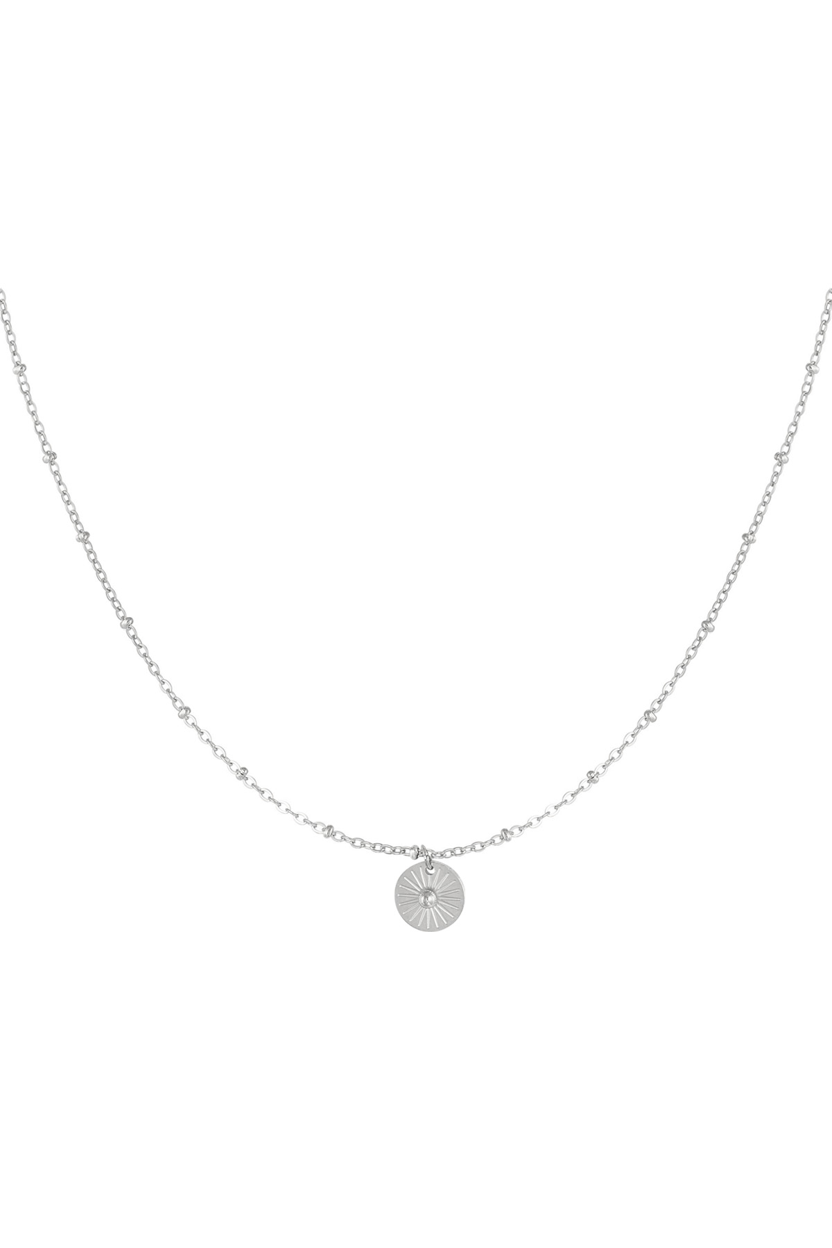 Necklace with round coin - silver h5 