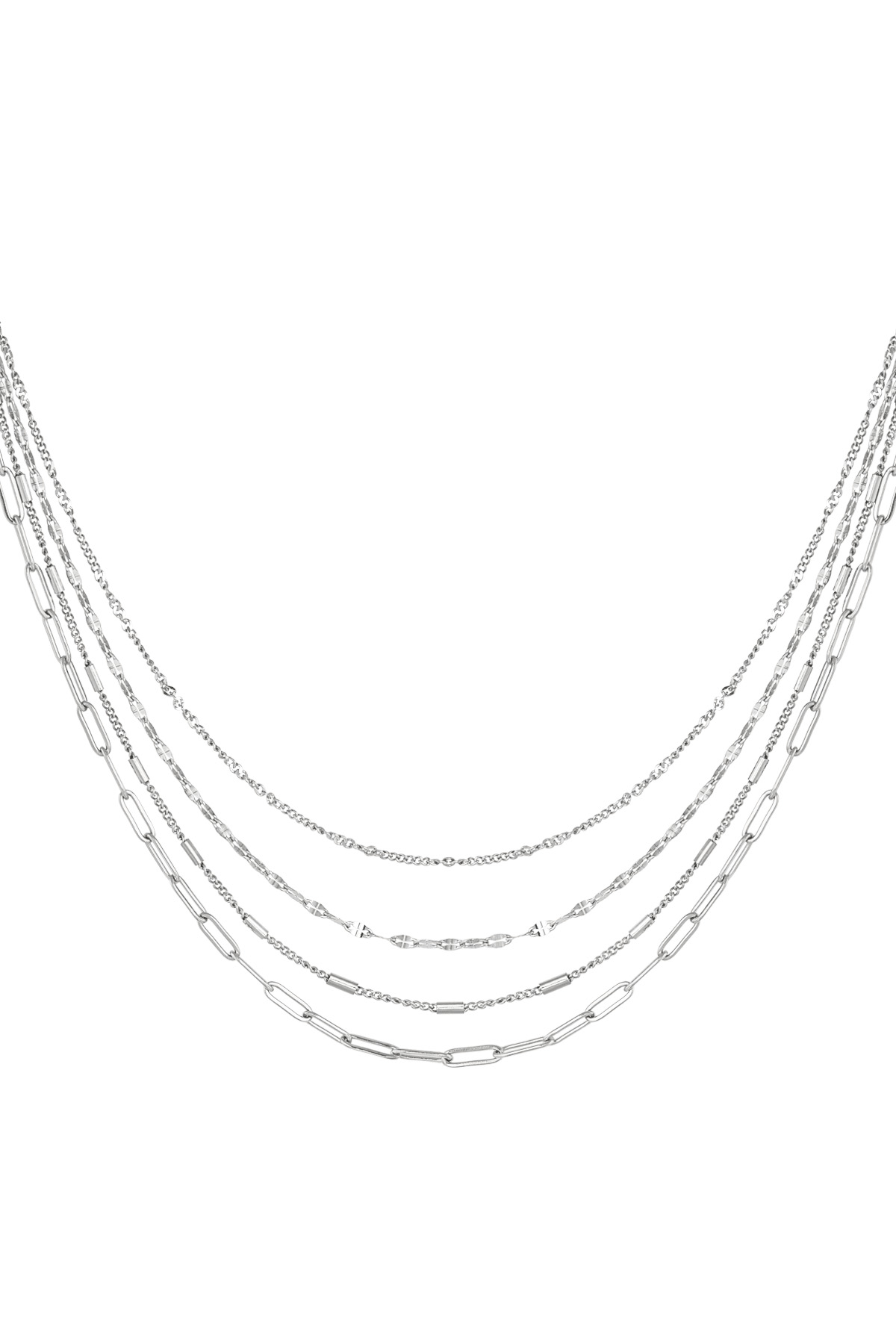 Schakelketting 4 laags - Zilver kleur