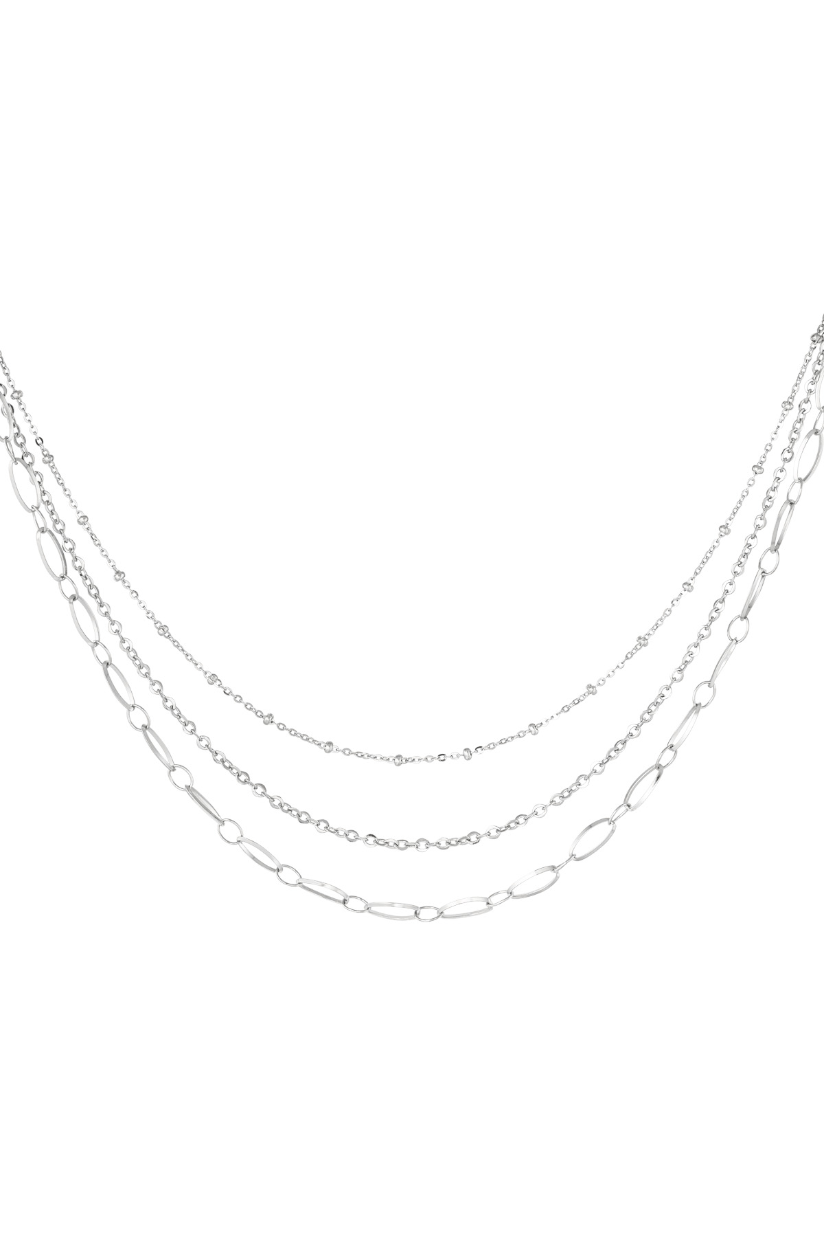 Link chain three double - silver