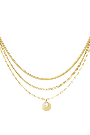 Halskette dreilagig mit Stein - Gold h5 