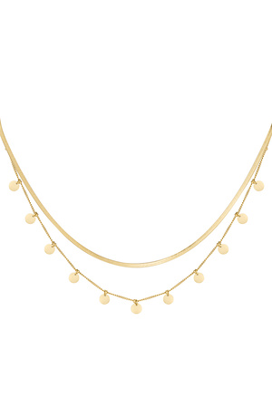 Necklace double layer circles - gold h5 