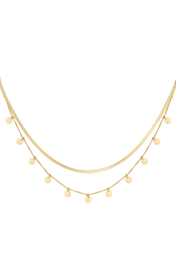 Necklace double layer circles - gold