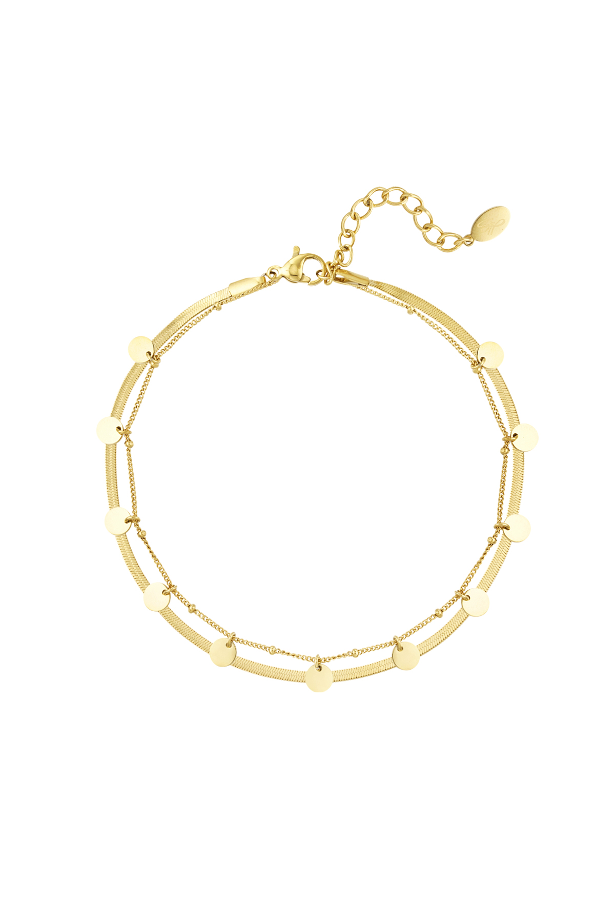 Anklet double layer circles - gold h5 