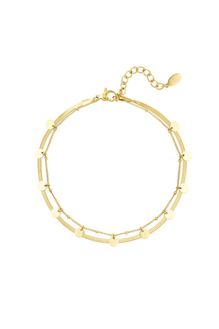 Anklet double layer circles - gold 
