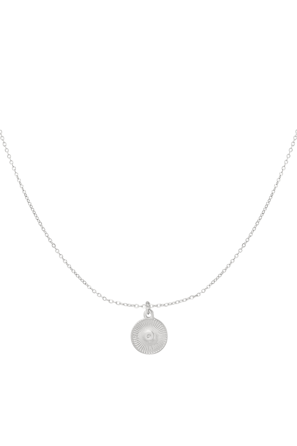 Necklace round coin - silver h5 