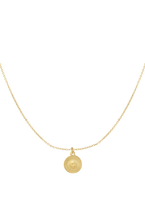 Necklace round coin - gold h5 
