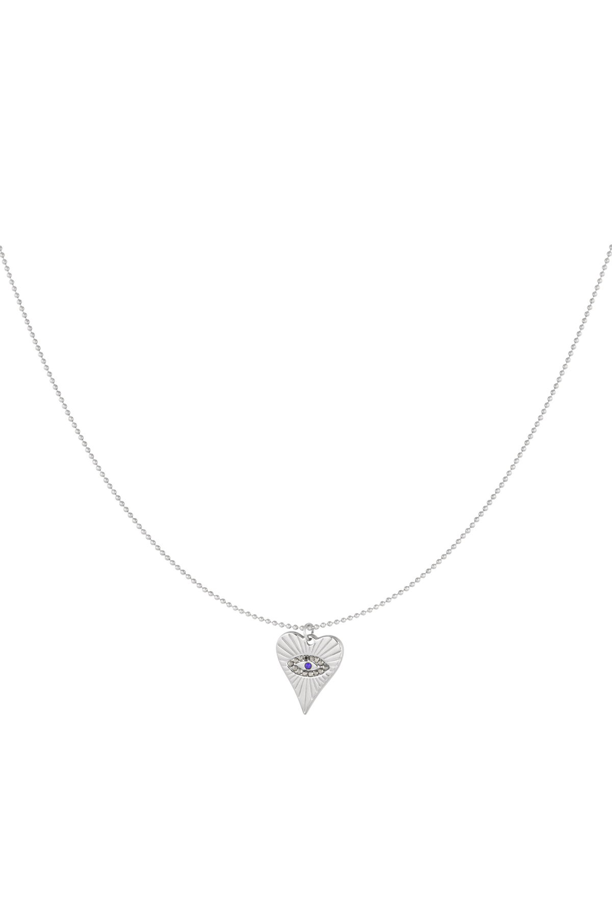 Necklace heart with eye - silver h5 