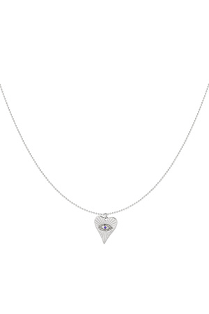 Necklace heart with eye - silver h5 