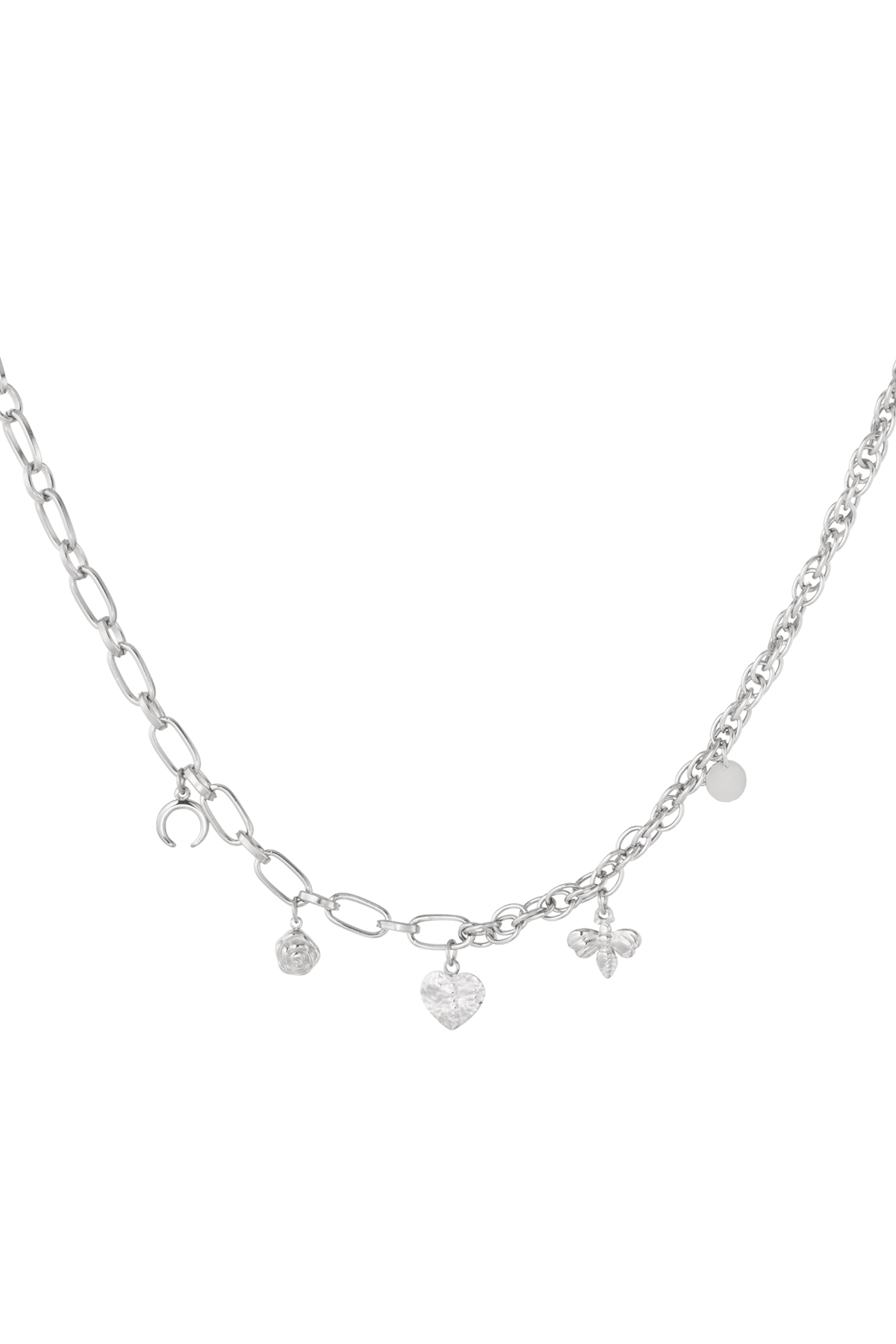 Chain links with charms - silver