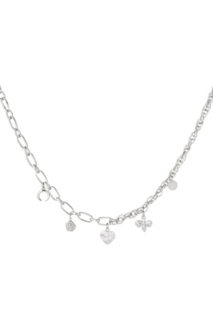 Chain links with charms - silver h5 