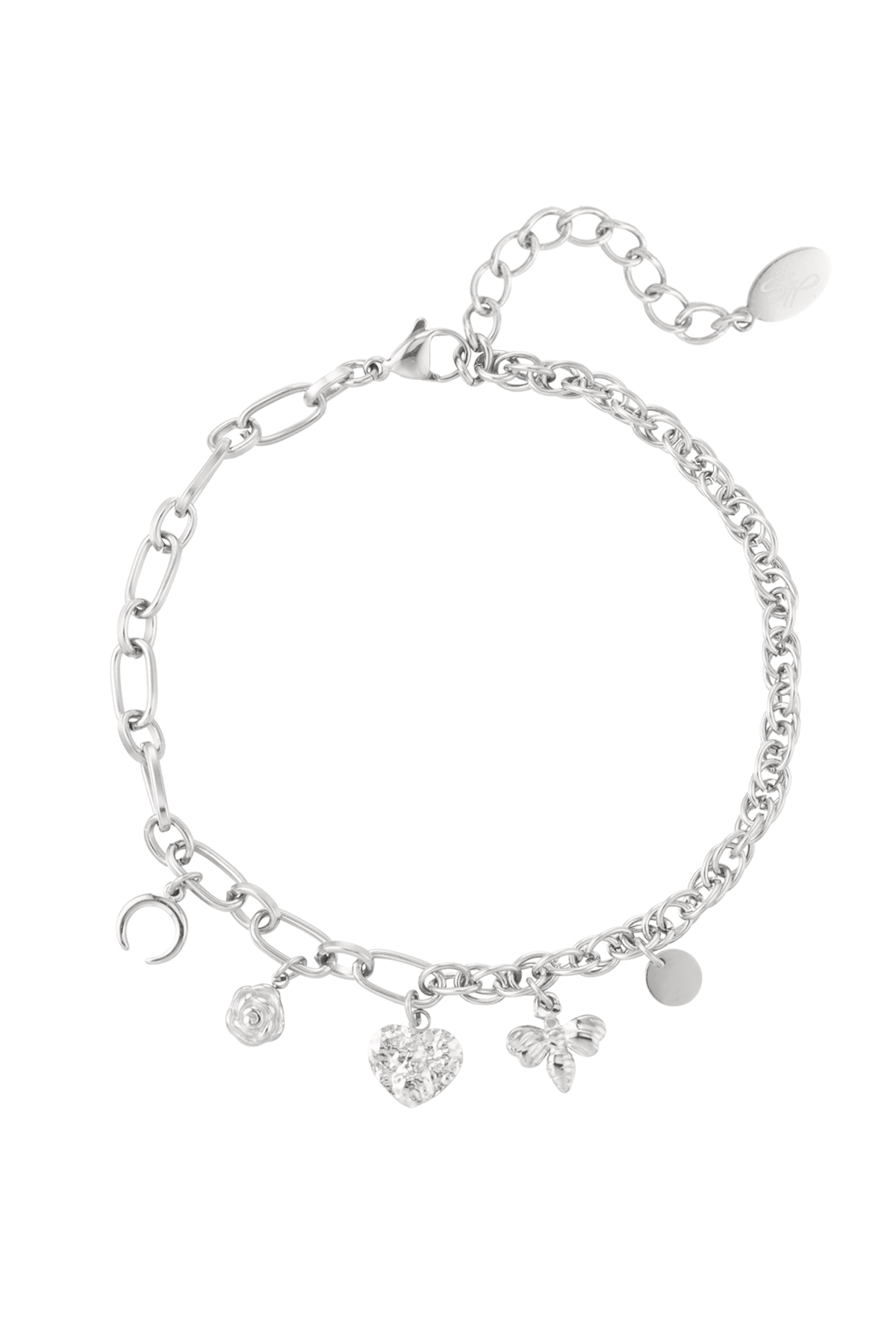 Anklet links with charms - silver