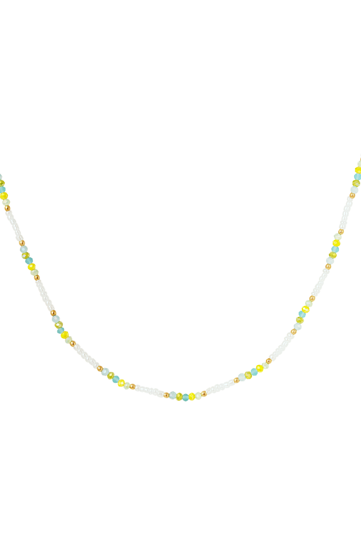 Necklace beads gold detail - white/multi h5 