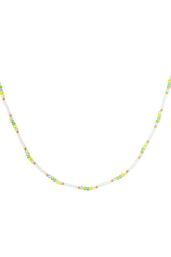 Necklace beads gold detail - white/multi