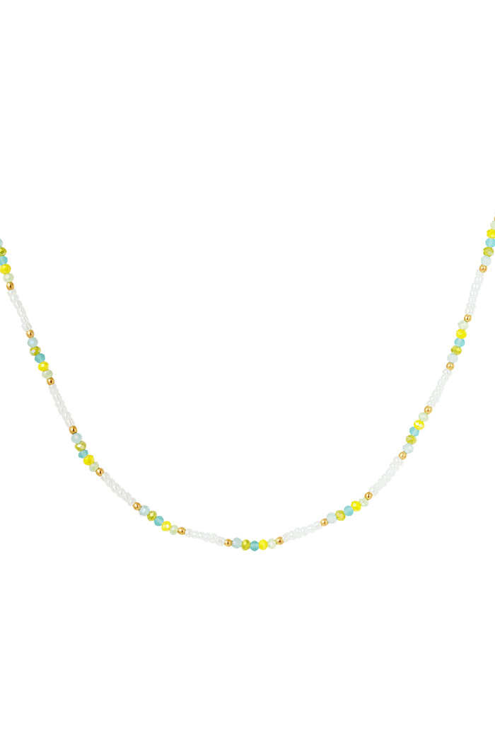 Halskette Perlen Golddetail – Weiß/Mehrfarbig 