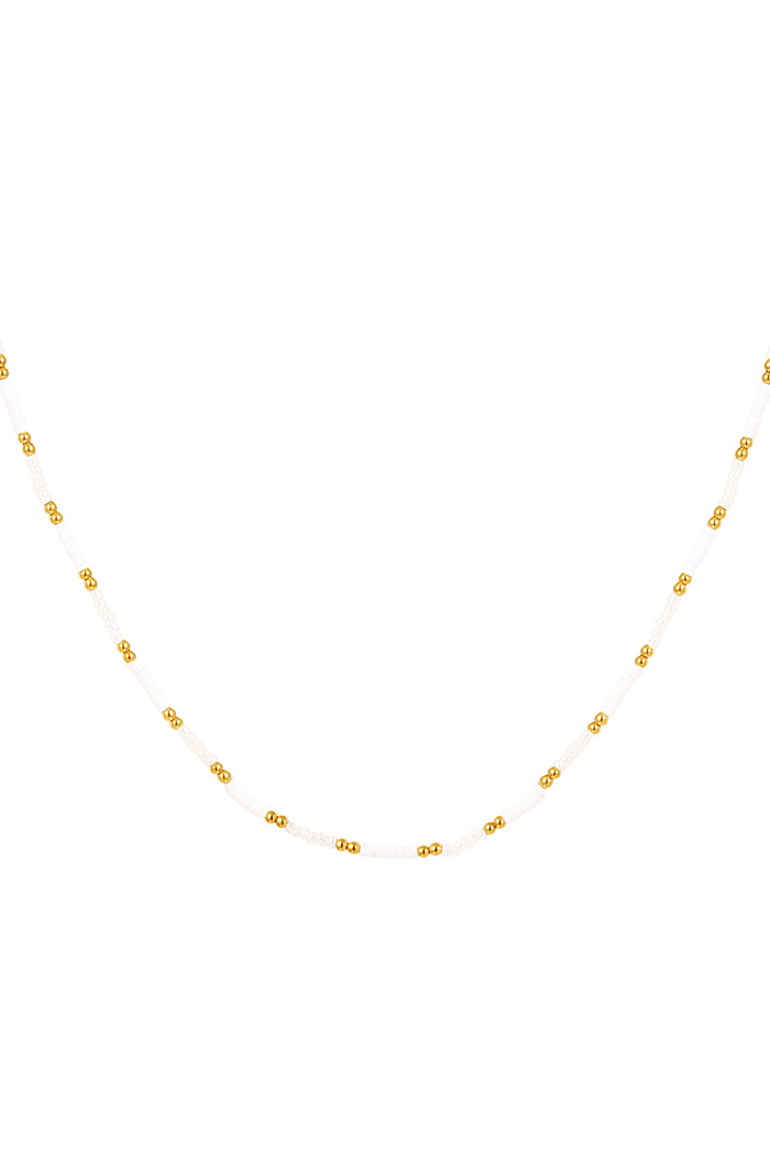 Collier petites perles colorées - blanc/doré 