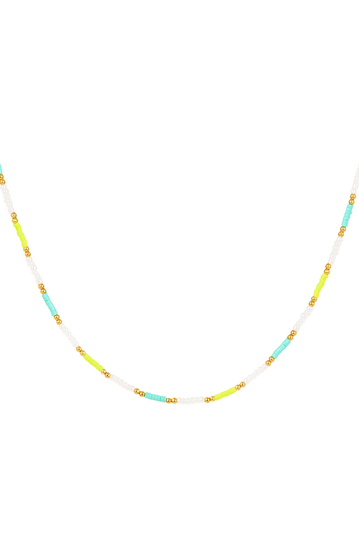 Necklace small colorful beads - green/blue 