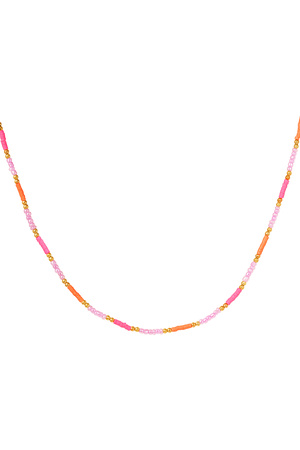 Ketting kleine kleurrijke kraaltjes - roze/oranje h5 