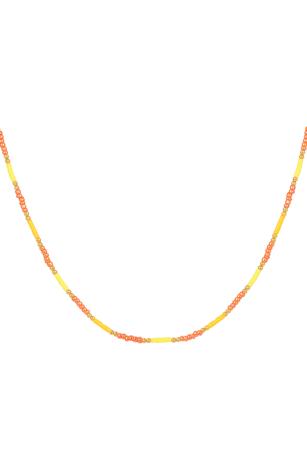 Halskette kleine bunte Perlen - gelb/orange