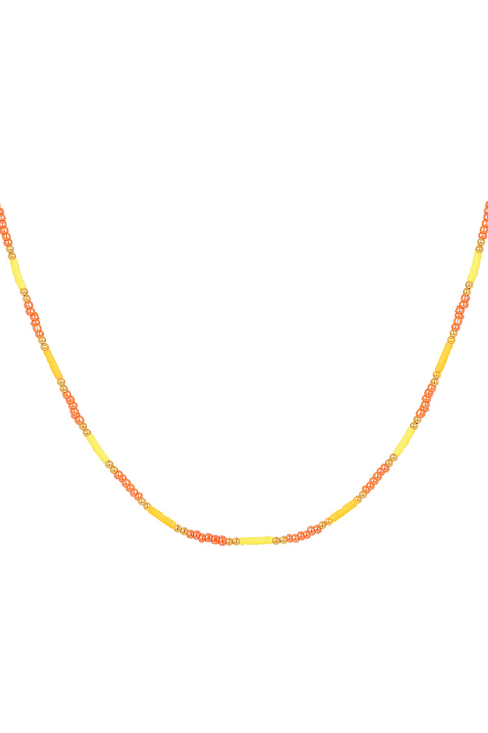 Halskette kleine bunte Perlen - gelb/orange 