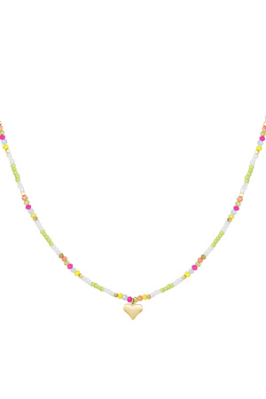 Colorful beaded necklace with heart charm - green/multi h5 