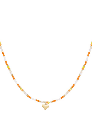 Colorful beaded necklace with heart charm - orange/multi h5 