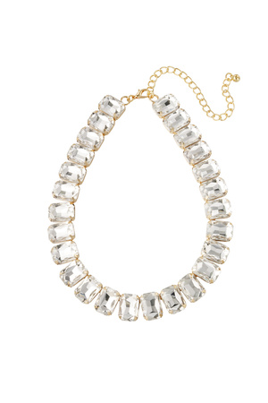 Ketting glamour - wit/gold h5 