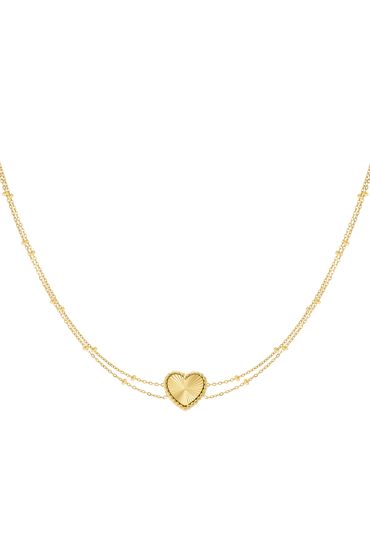 Necklace heart with balls - gold h5 