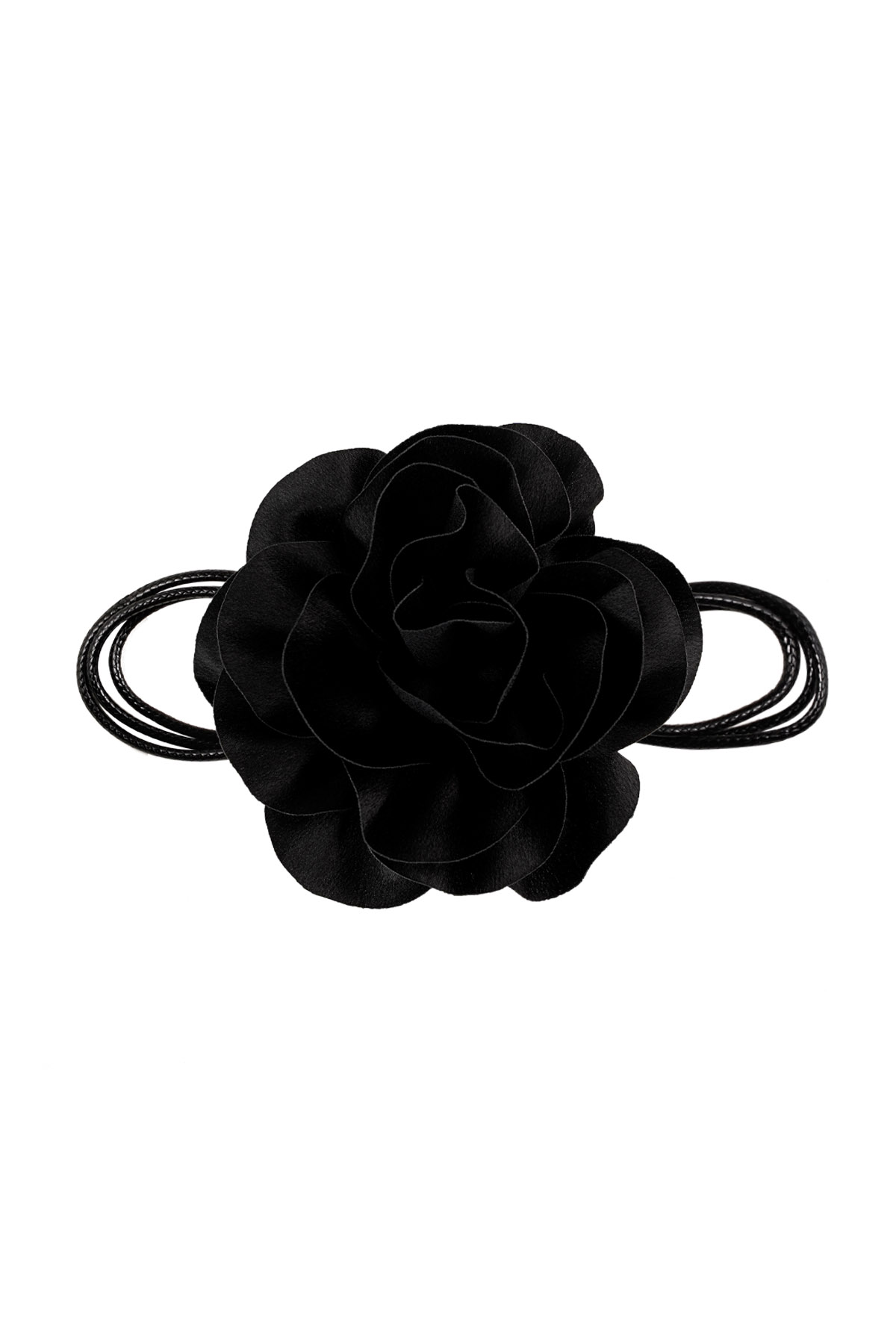 Collier corde fleur brillant - noir h5 