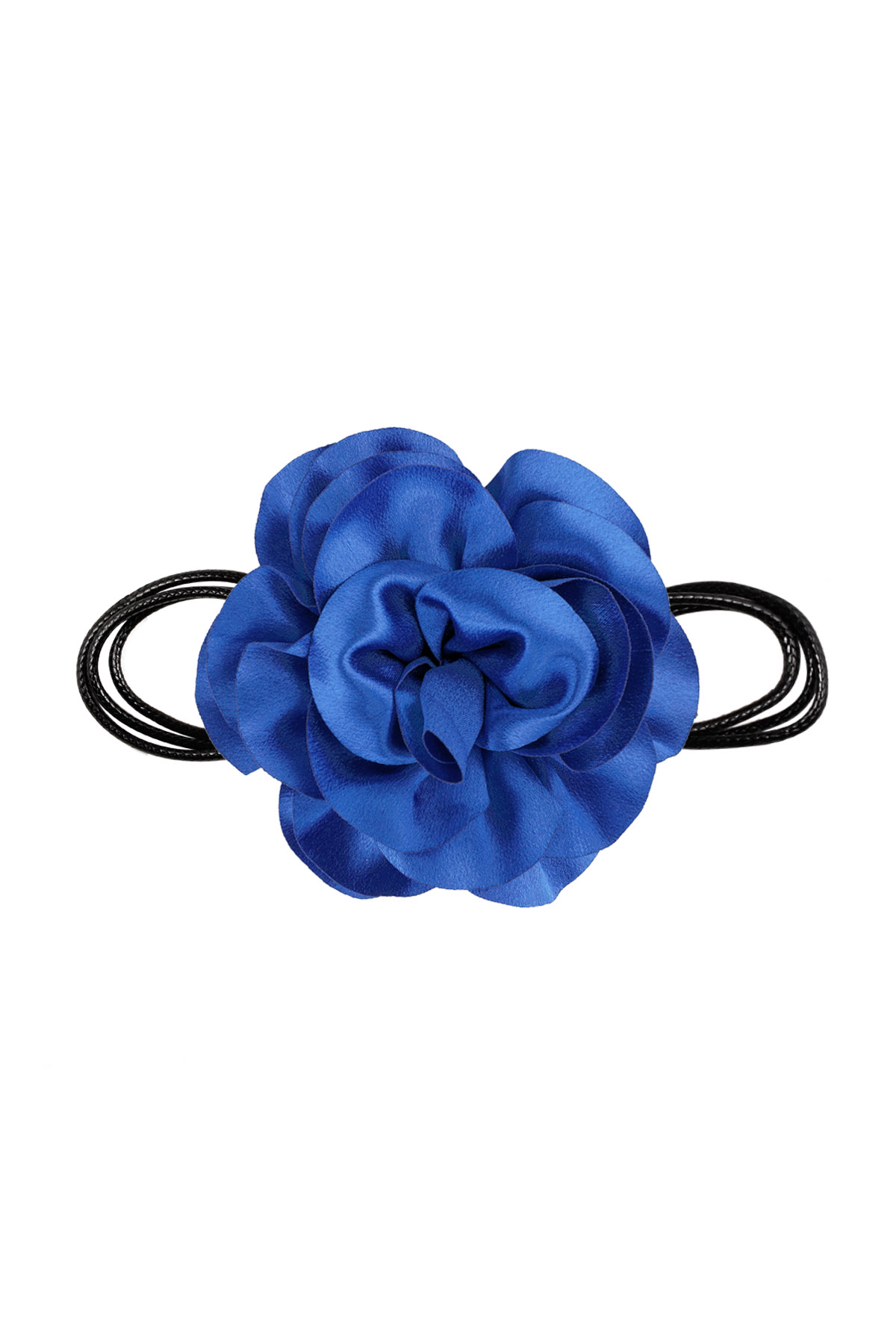 Necklace rope shiny flower - bright blue