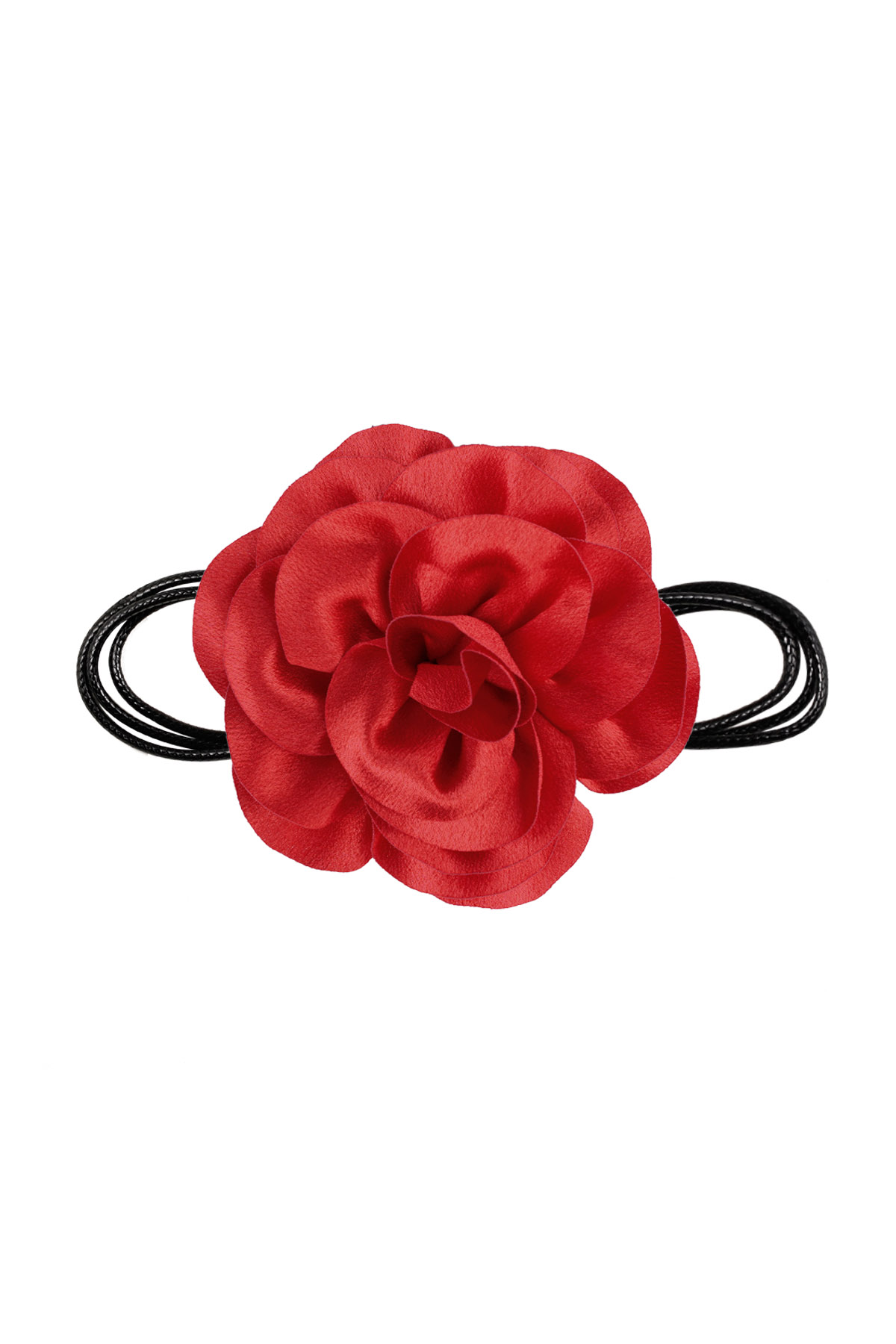 Collier corde fleur brillante - rouge