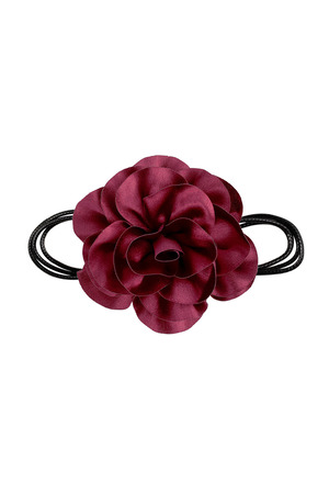 Collar cuerda flor brillante - rojo oscuro h5 
