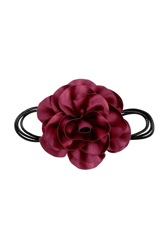 Halskette Seil glänzende Blume - dunkelrot 