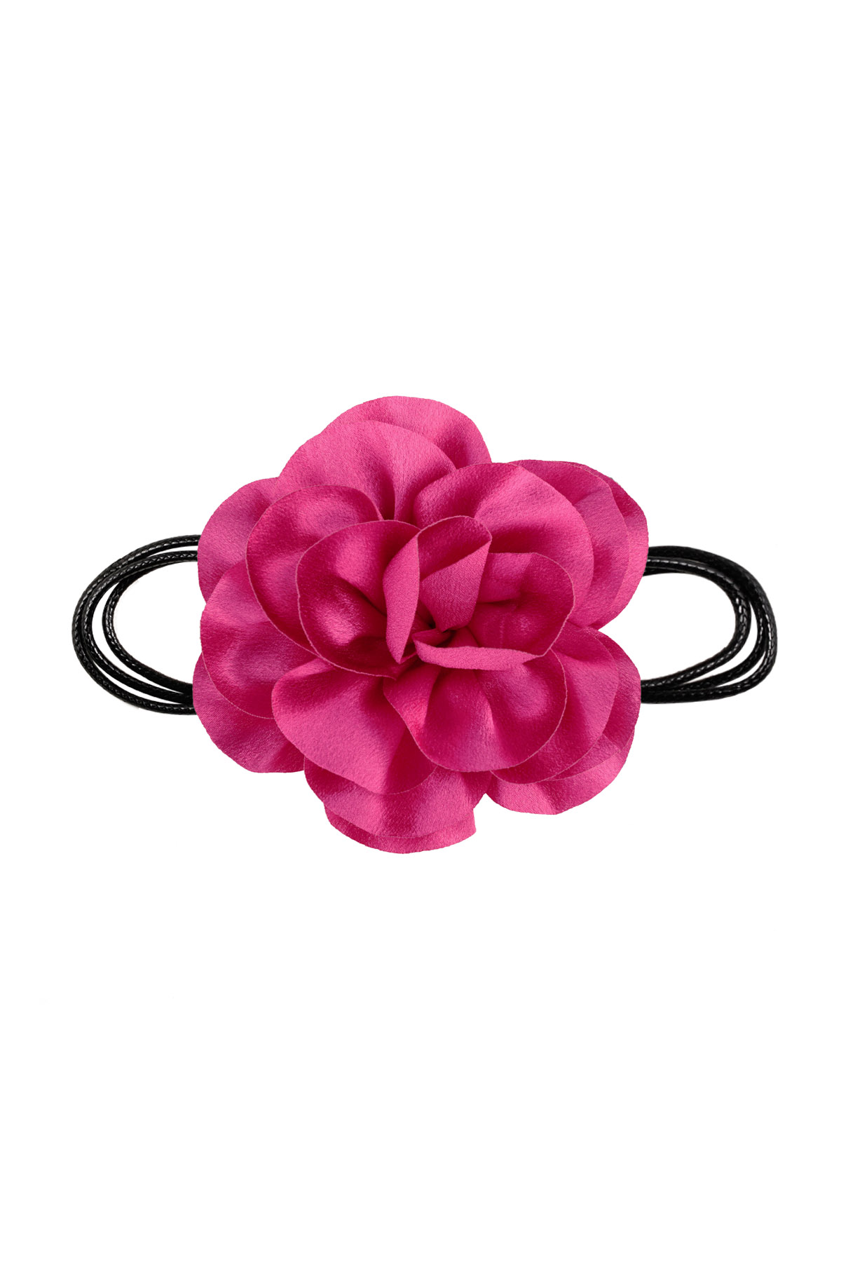 Collier corde fleur brillante - rose vif