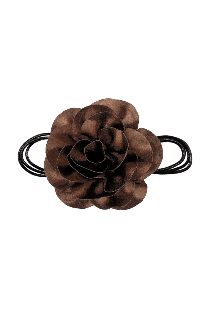 Collar cuerda flor brillante - marrón 