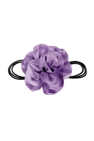 Collier corde fleur brillant - violet h5 