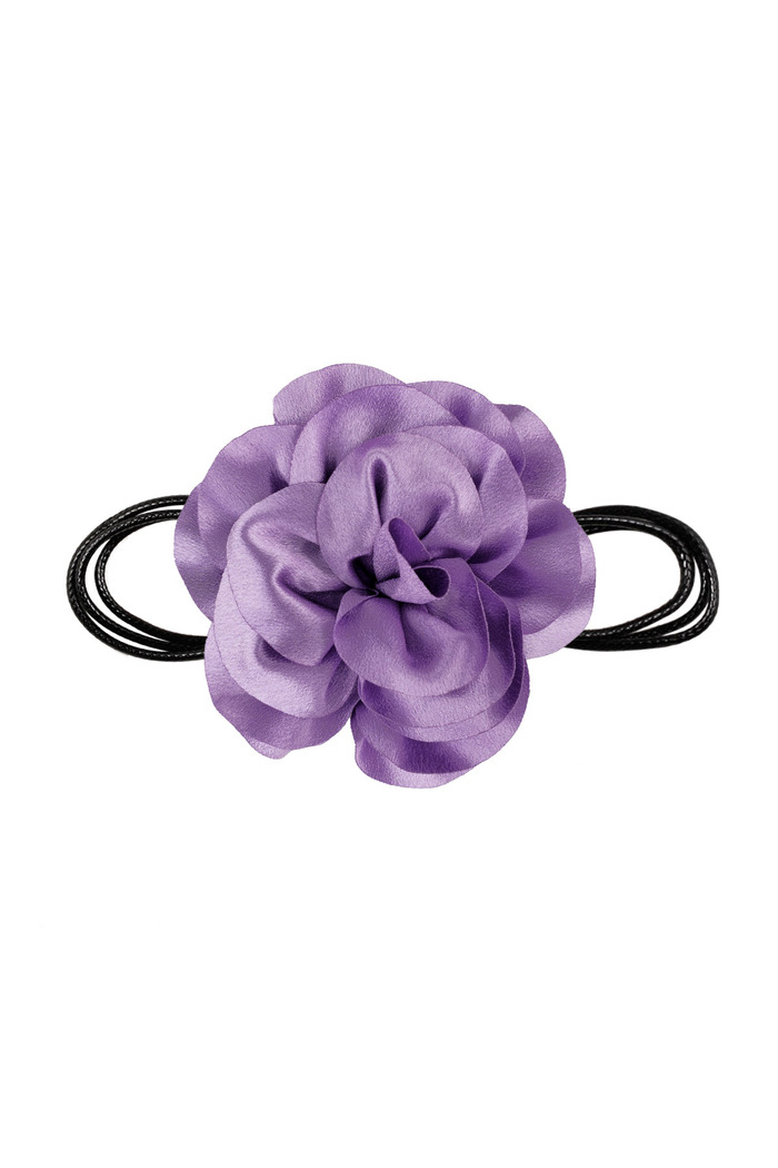 Collar cuerda flor brillante - violeta 